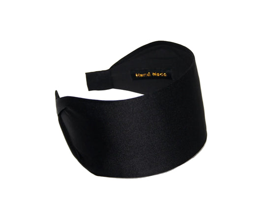 Black flat satin headband Wide plain head scarf