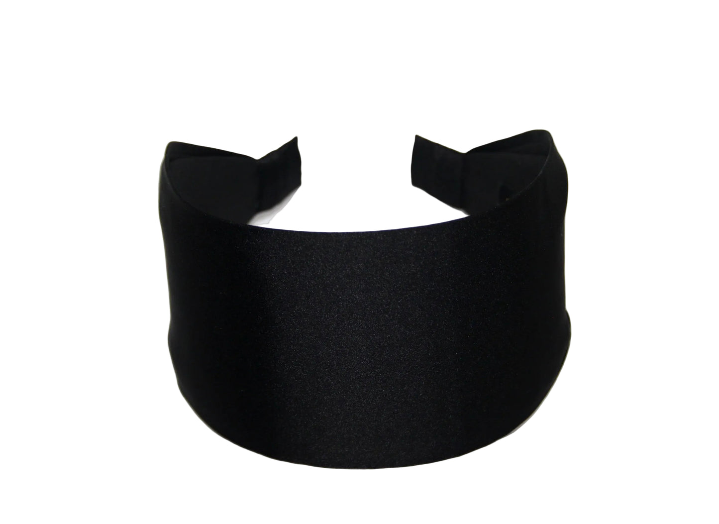 Black flat satin headband Wide plain head scarf
