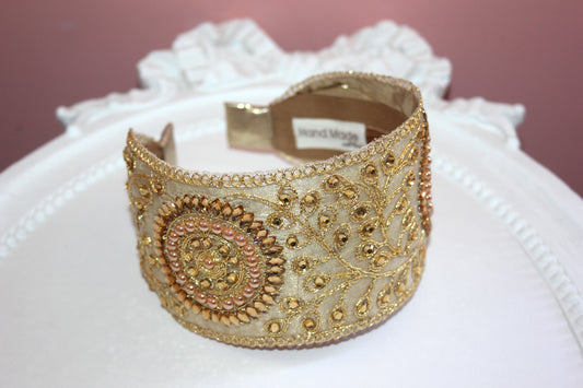Embellished Gold headband 3.15" Luxury hairband Wedding headpiece