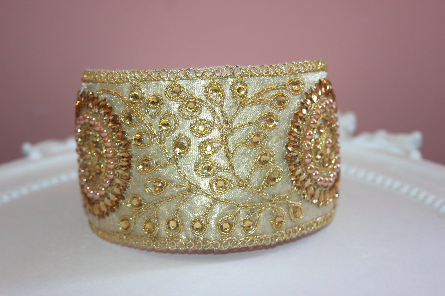 Embellished Gold headband 3.15" Luxury hairband Wedding headpiece