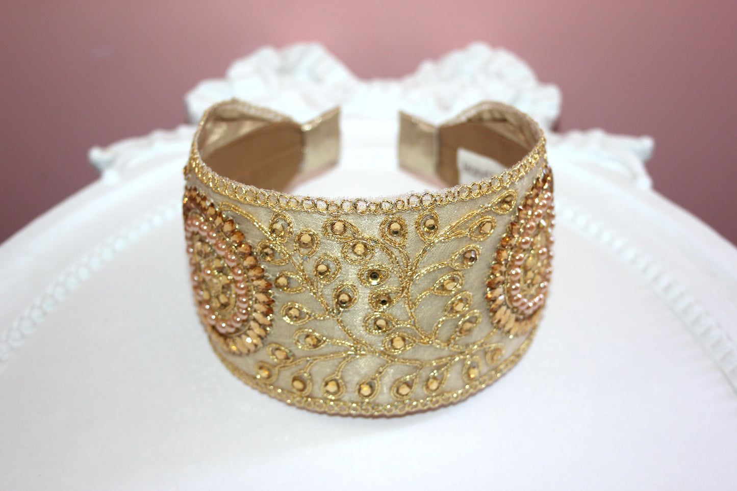 Embellished Gold headband 3.15" Luxury hairband Wedding headpiece