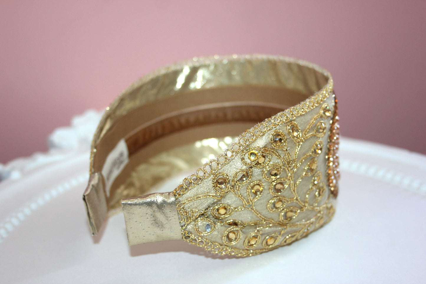 Embellished Gold headband 3.15" Luxury hairband Wedding headpiece
