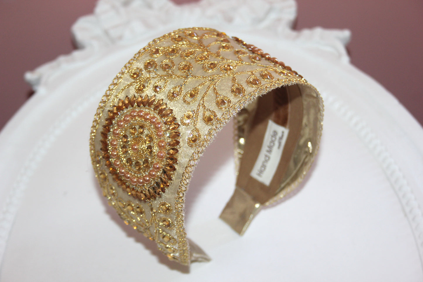 Embellished Gold headband 3.15" Luxury hairband Wedding headpiece