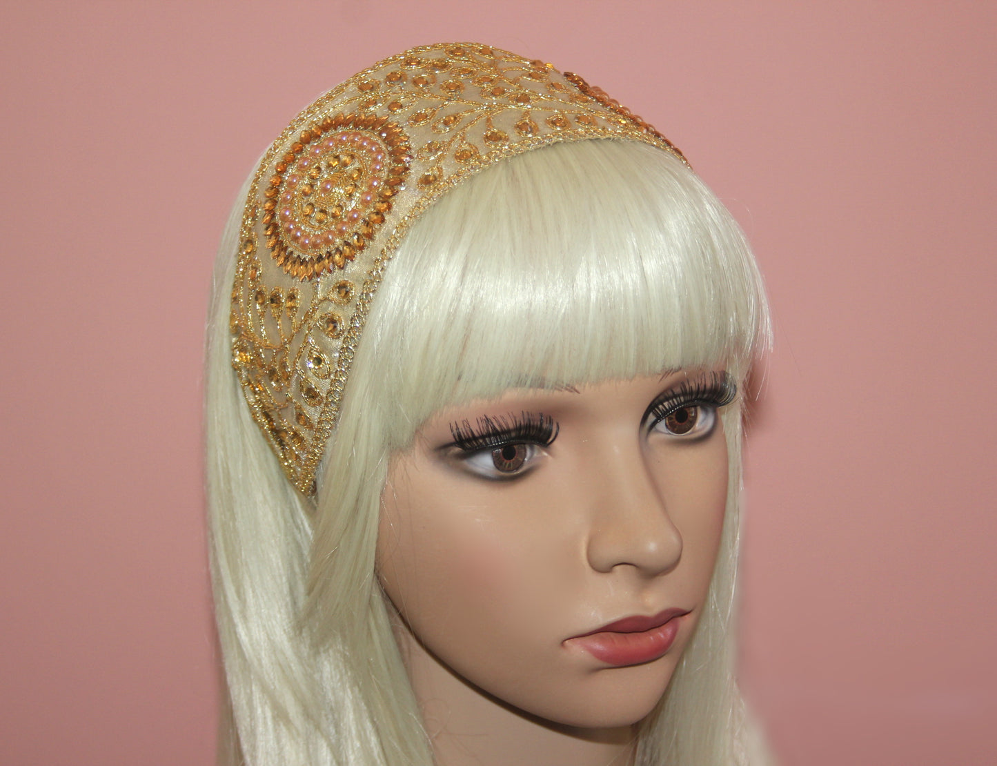 Embellished Gold headband 3.15" Luxury hairband Wedding headpiece
