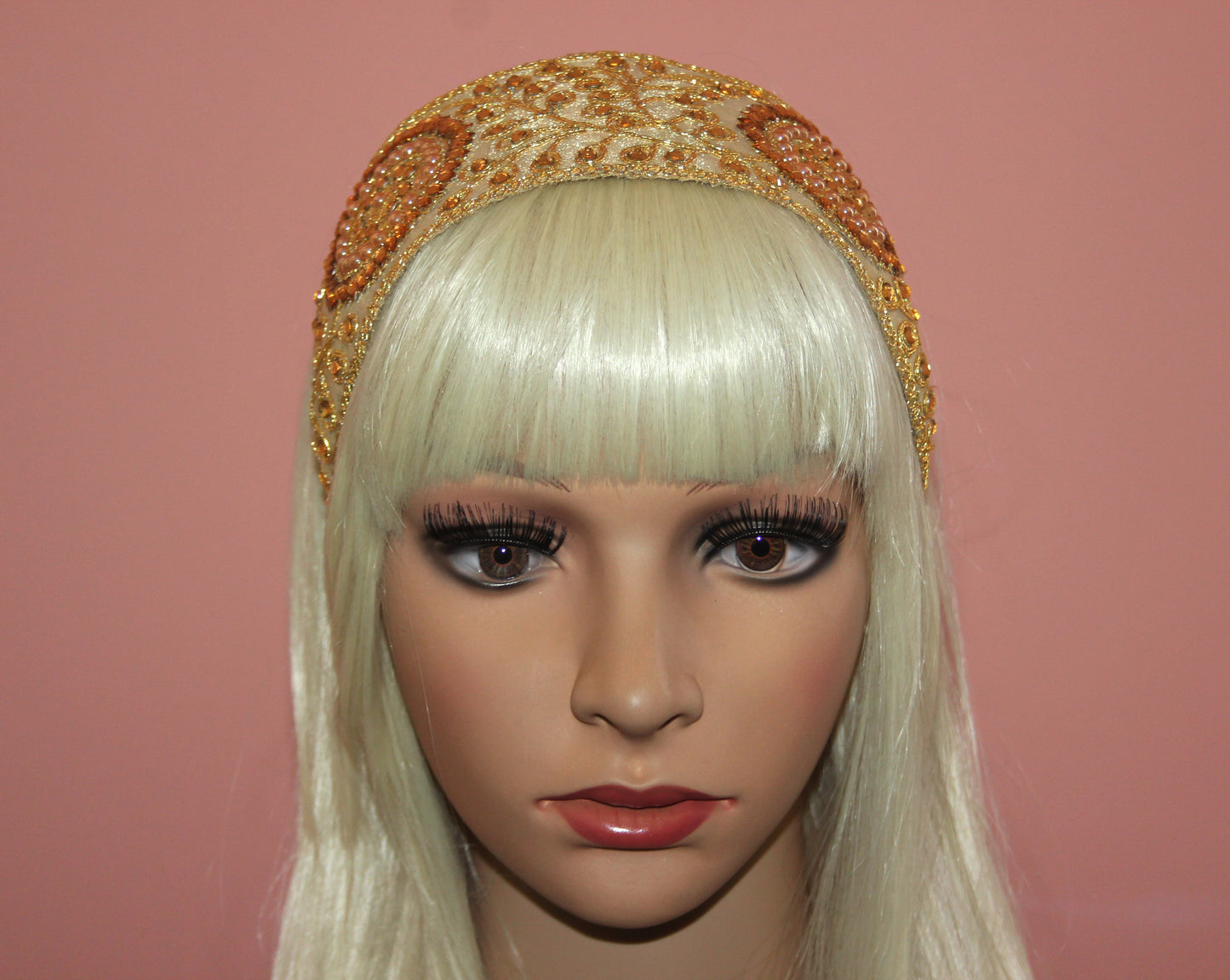 Embellished Gold headband 3.15" Luxury hairband Wedding headpiece