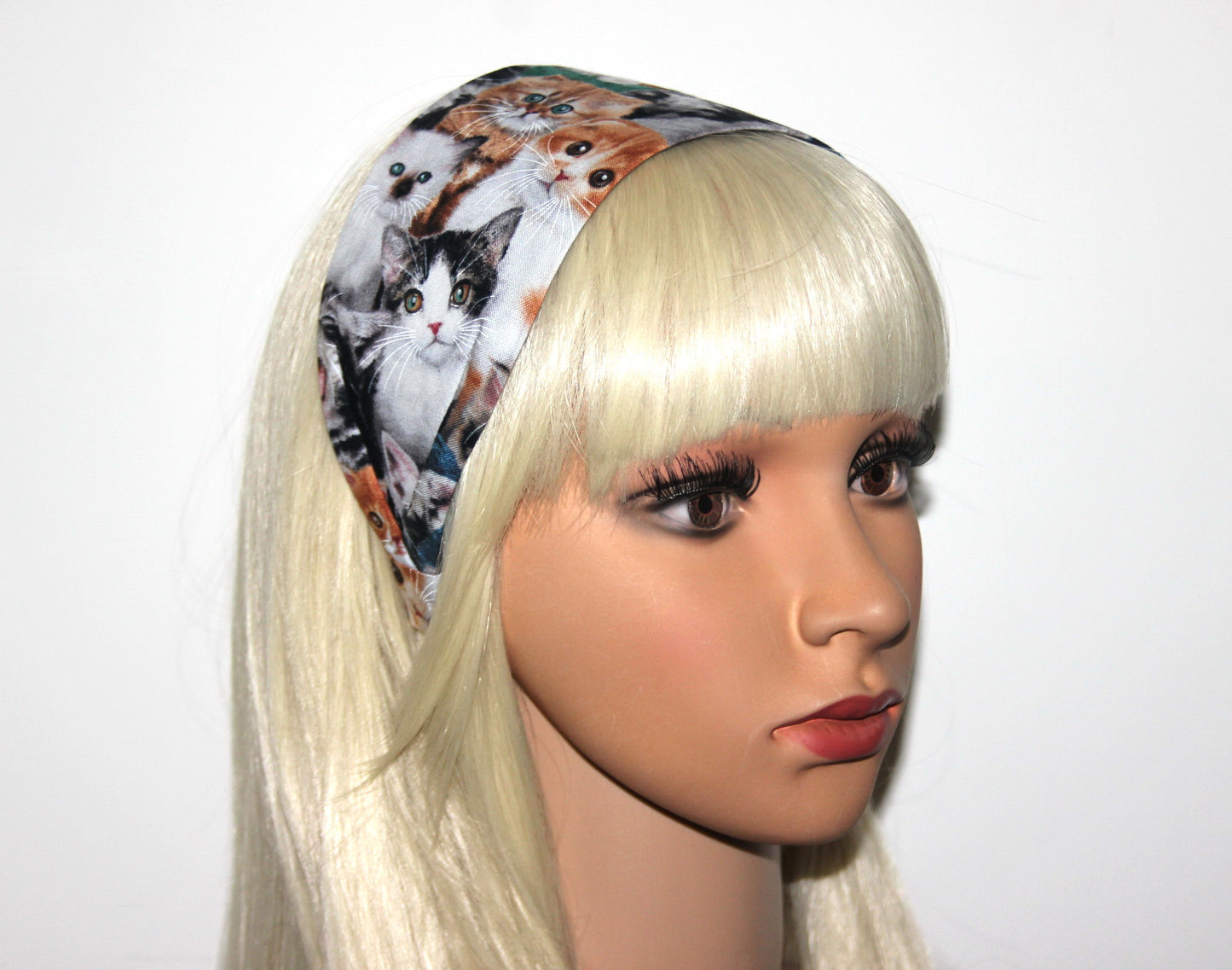 Cat print hairband Headband for women Kitten cotton bandana, adorable pet print headpiece