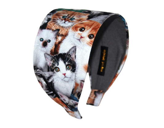Cat print hairband Headband for women Kitten cotton bandana, adorable pet print headpiece