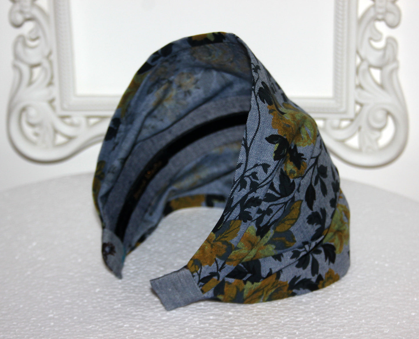 Bandana for women Blue & Mustard denim cotton print headband scarf, wide running head cover