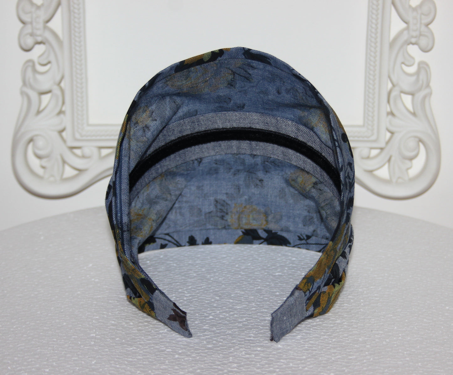 Bandana for women Blue & Mustard denim cotton print headband scarf, wide running head cover