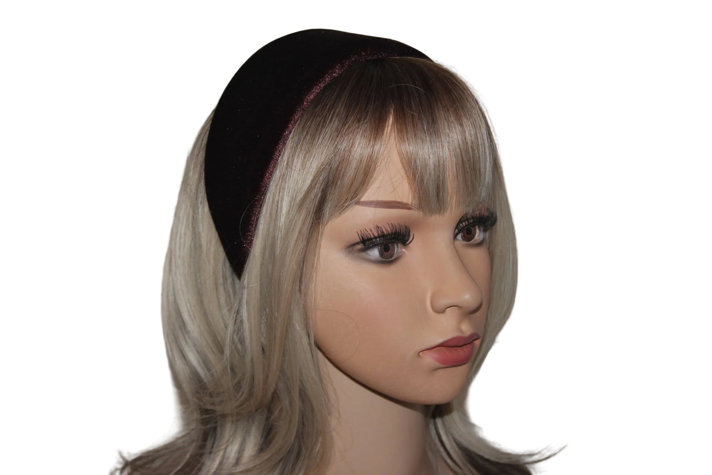 Chocolate Brown padded headband Fluffy velvet hairband, plastic free
