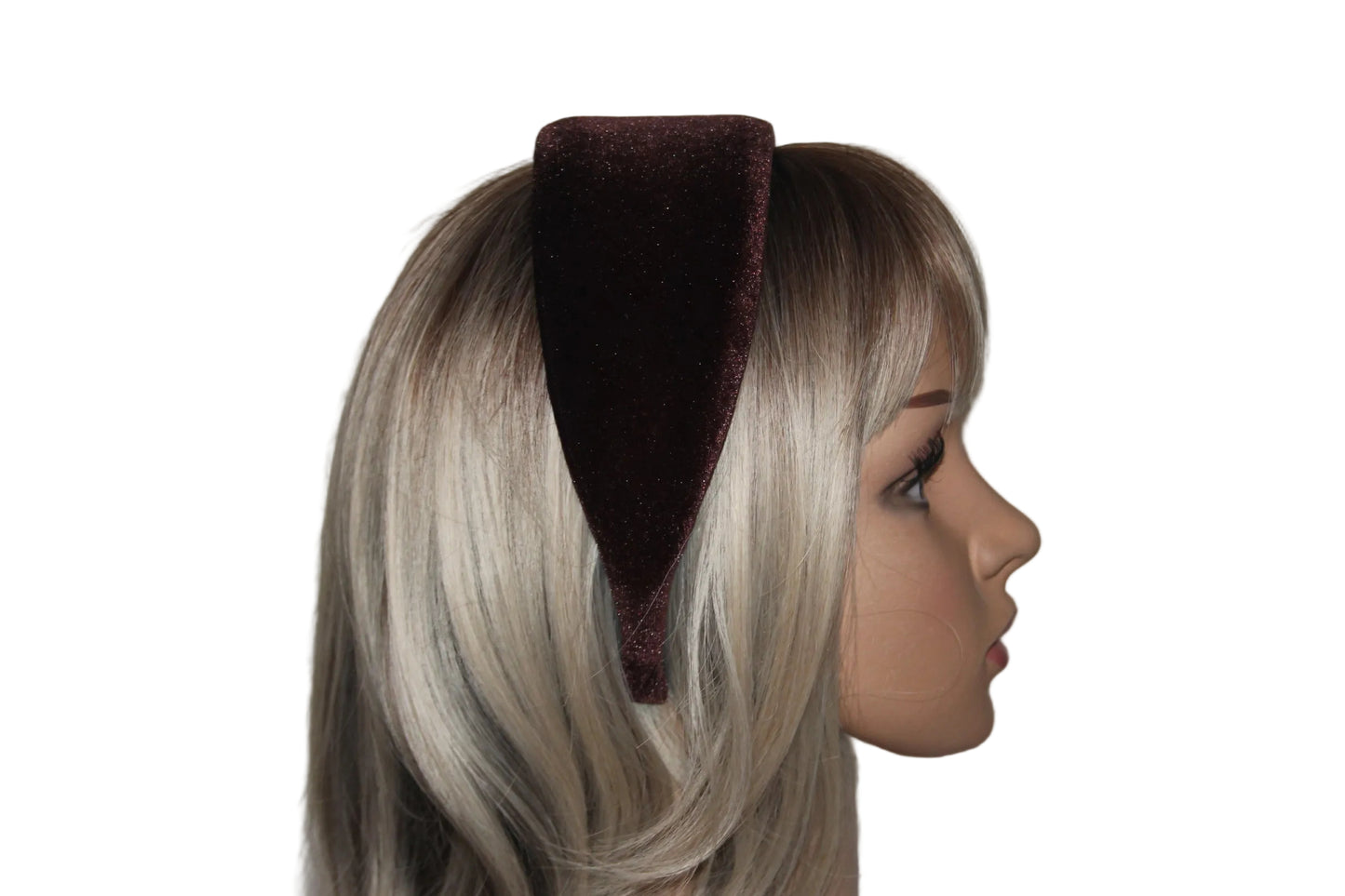 Chocolate Brown padded headband Fluffy velvet hairband, plastic free