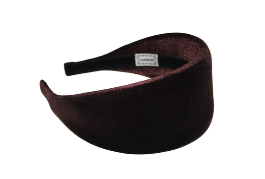 Chocolate Brown padded headband Fluffy velvet hairband, plastic free