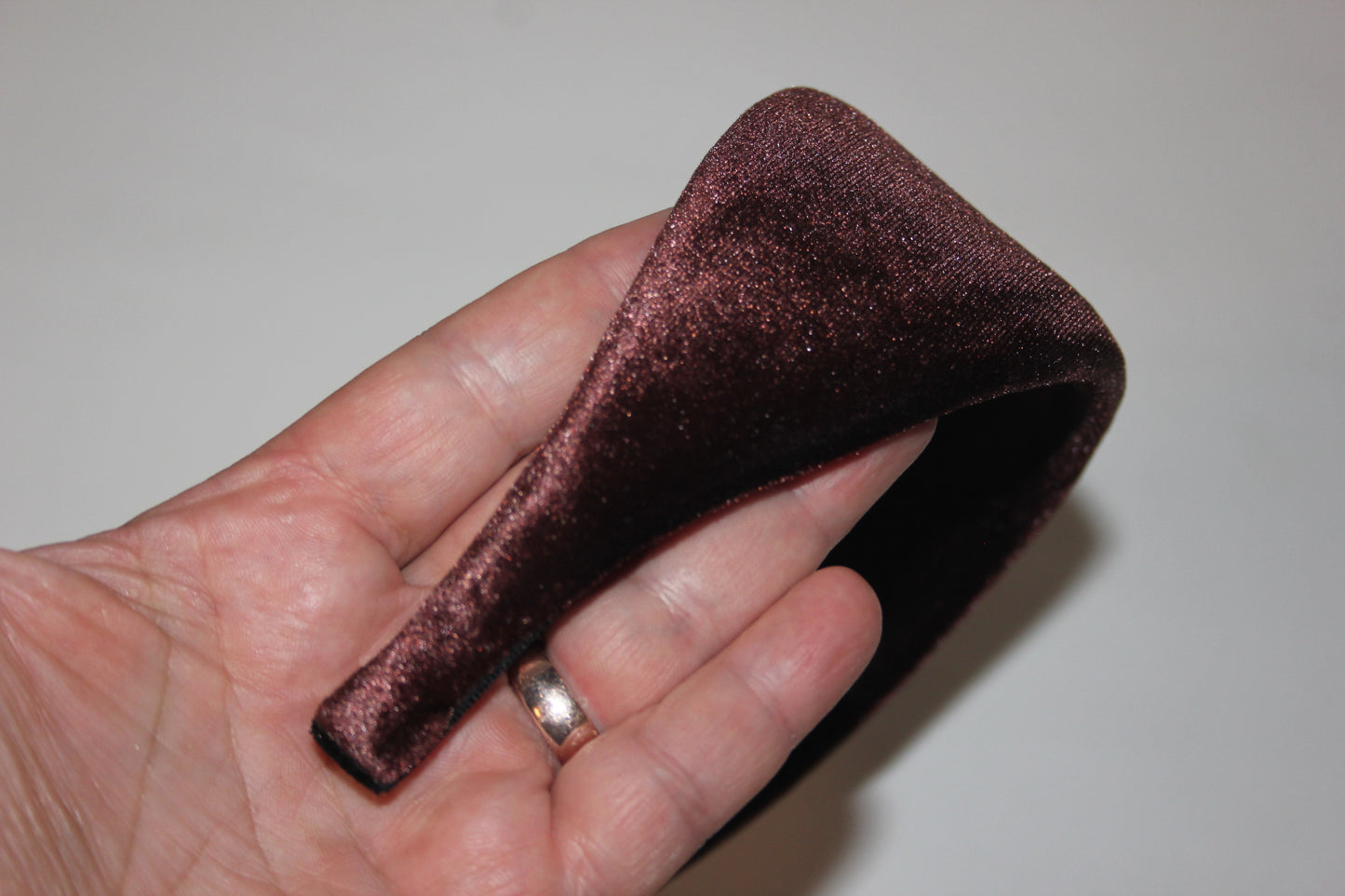 Chocolate Brown padded headband Fluffy velvet hairband, plastic free