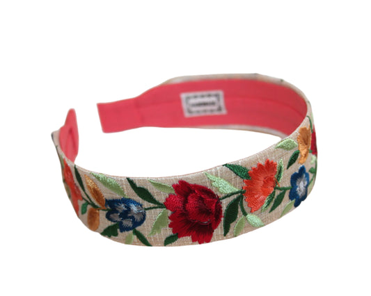 Embroidered headband 1.35''inch Colorful silk hairband Exquisite headband scarf