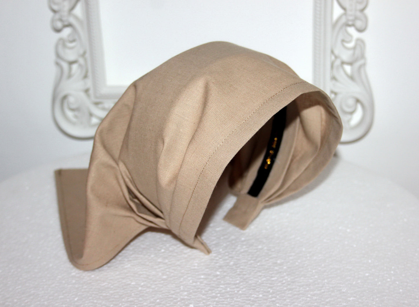 Beige linen kerchief Triangle bandana headband Summer hippie headband