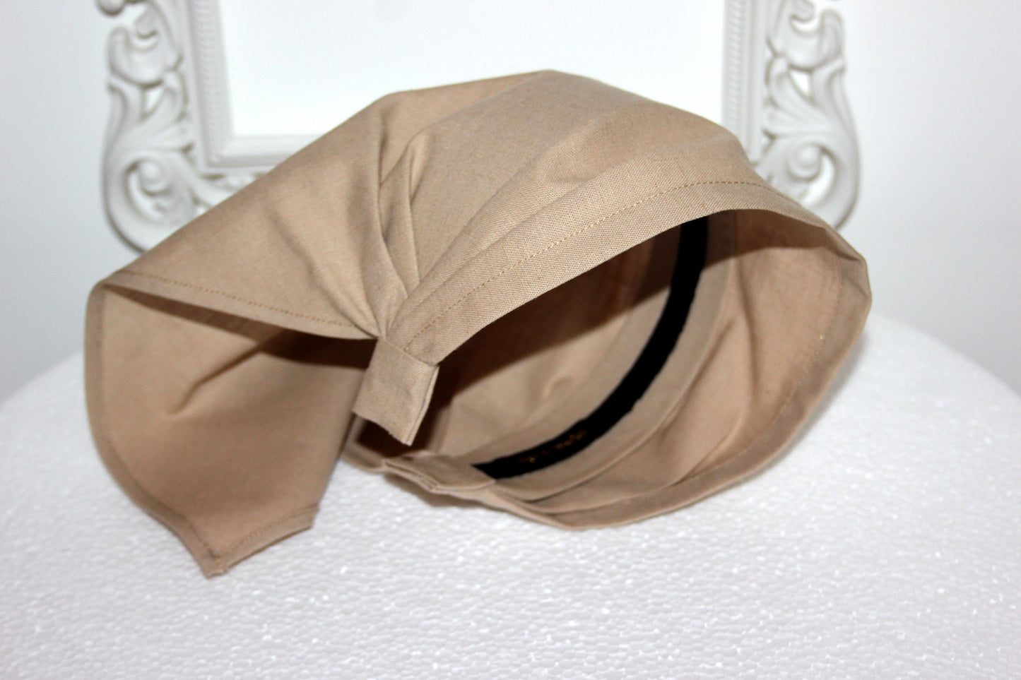 Beige linen kerchief Triangle bandana headband Summer hippie headband