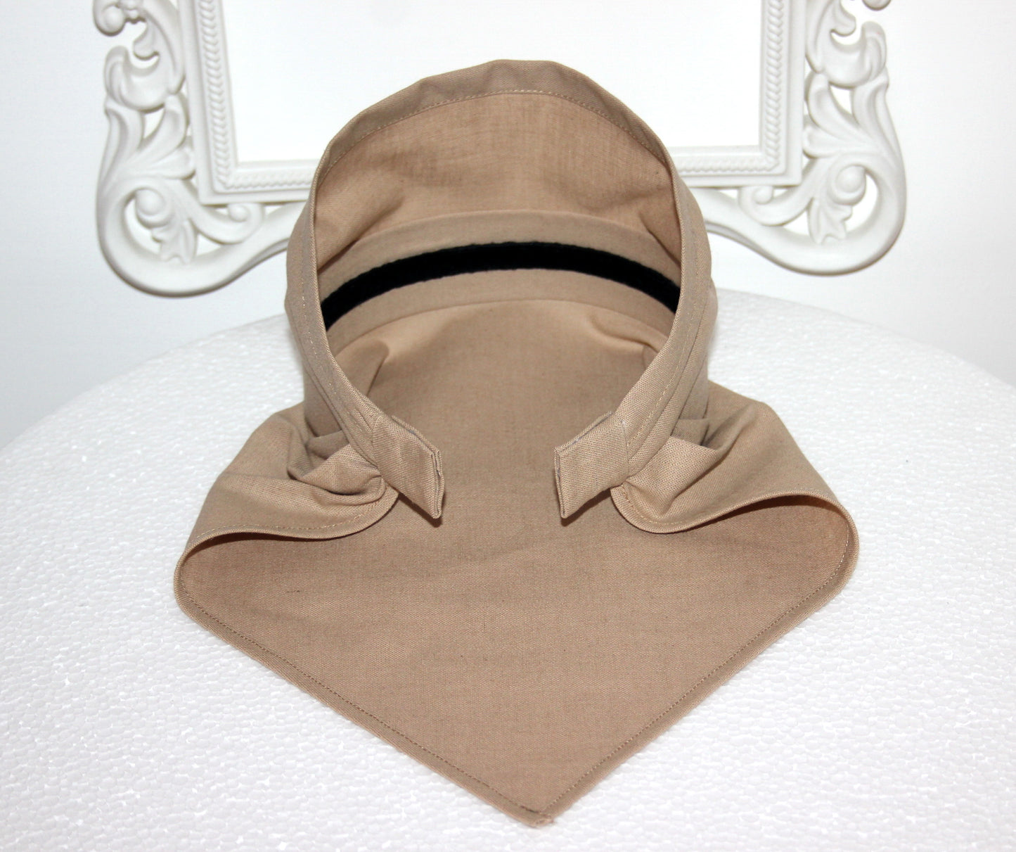 Beige linen kerchief Triangle bandana headband Summer hippie headband