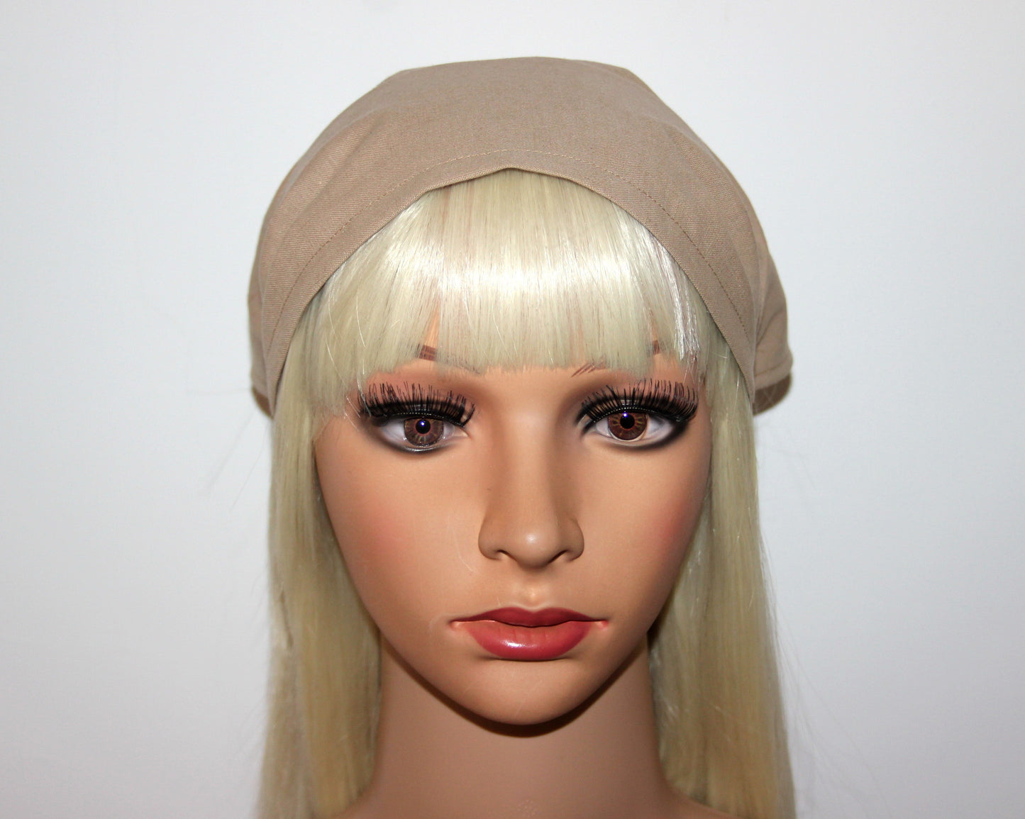 Beige linen kerchief Triangle bandana headband Summer hippie headband
