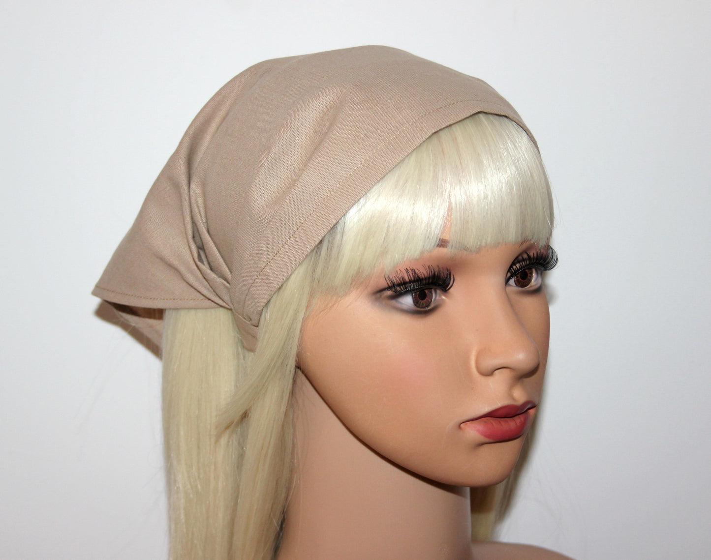 Beige linen kerchief Triangle bandana headband Summer hippie headband