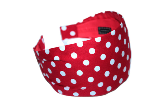 Headband for women Red & White polka dot cotton head scarf