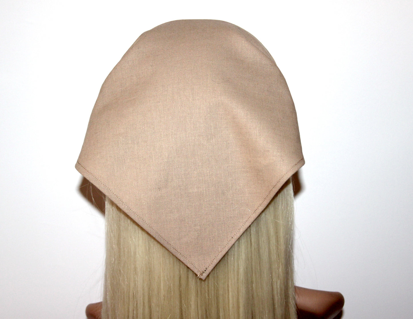Beige linen kerchief Triangle bandana headband Summer hippie headband