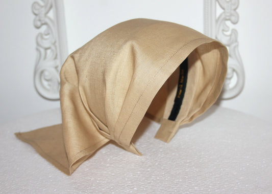 Cream Hair kerchief Triangle linen headband bandana
