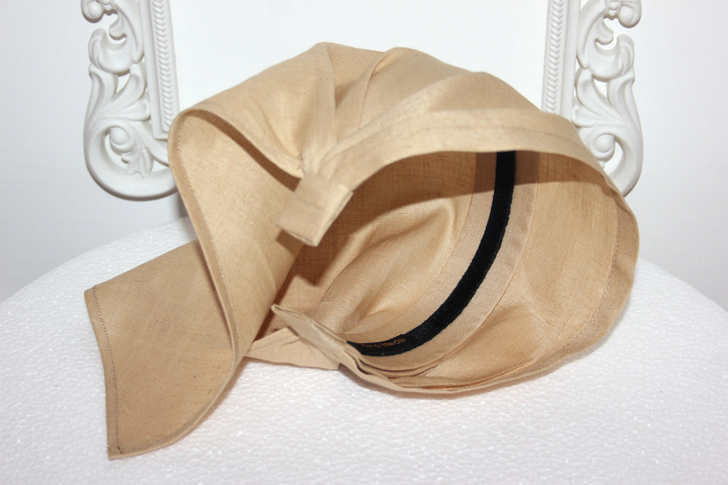 Cream Hair kerchief Triangle linen headband bandana
