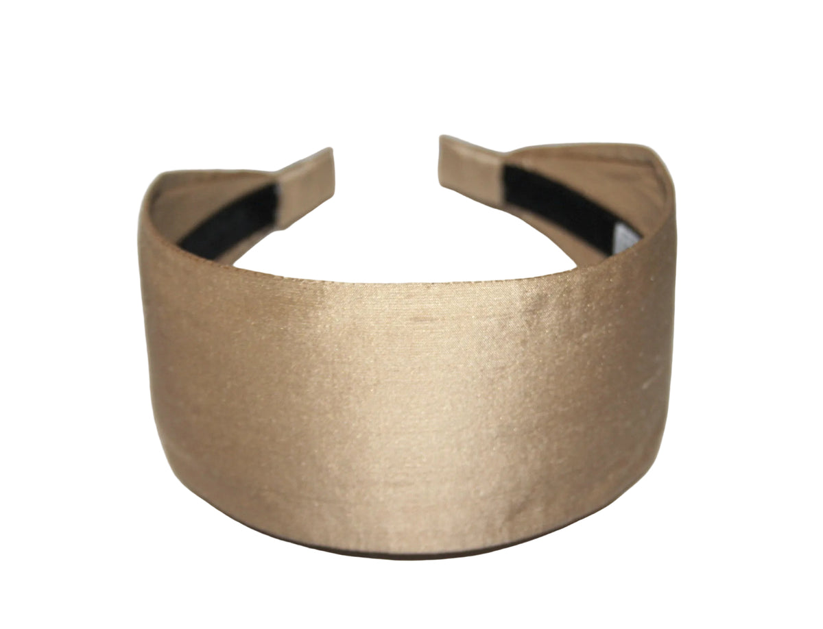Beige pure silk flat headband Handmade women hairband, adjustable, plastic free