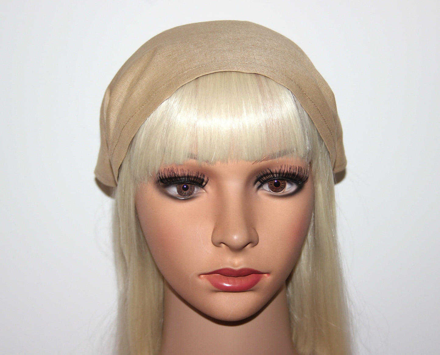 Cream Hair kerchief Triangle linen headband bandana
