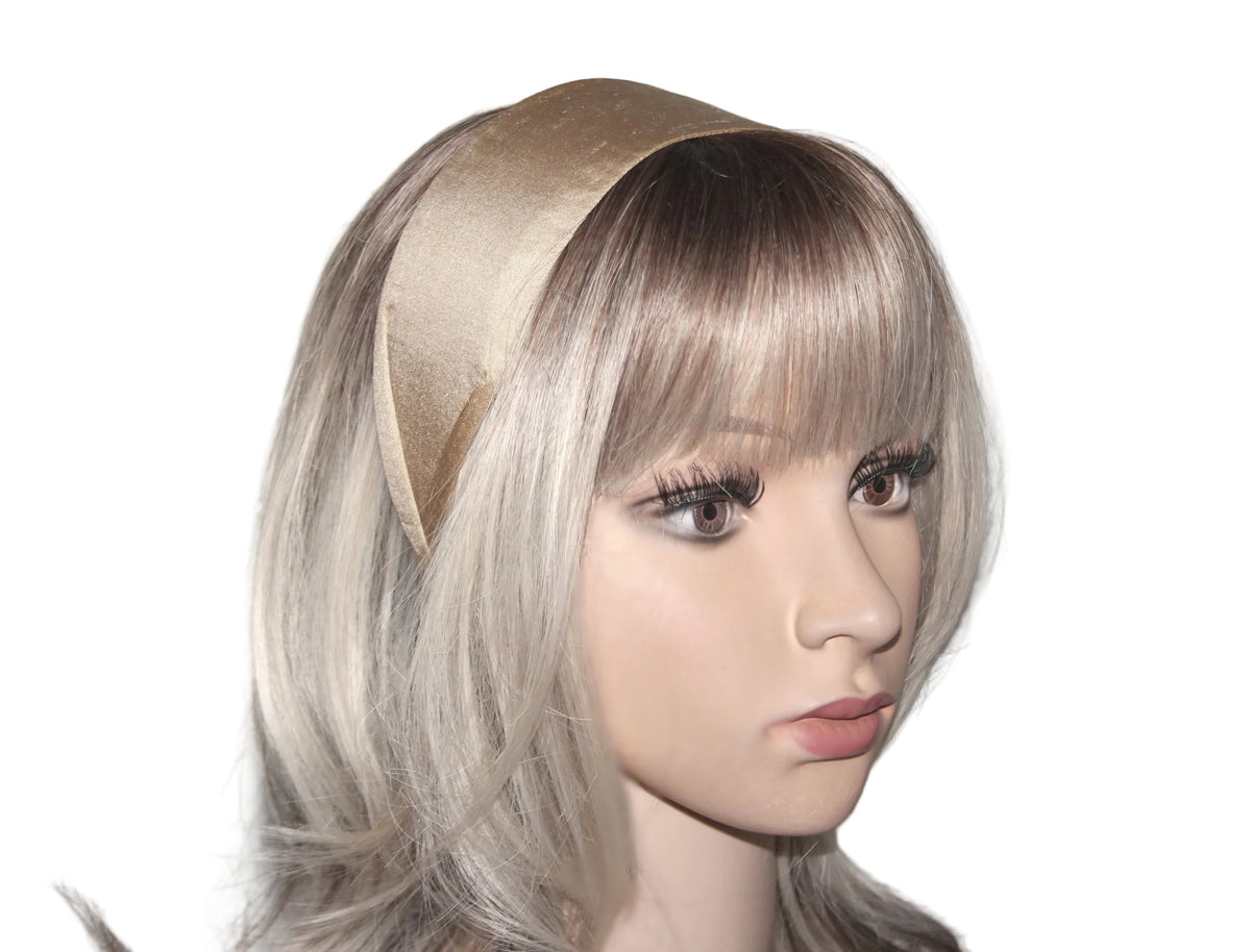 Beige pure silk flat headband Handmade women hairband, adjustable, plastic free
