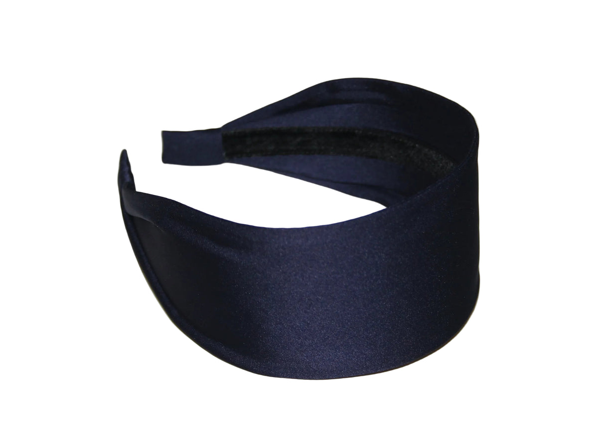 Dark Blue satin headband Wide plain head scarf