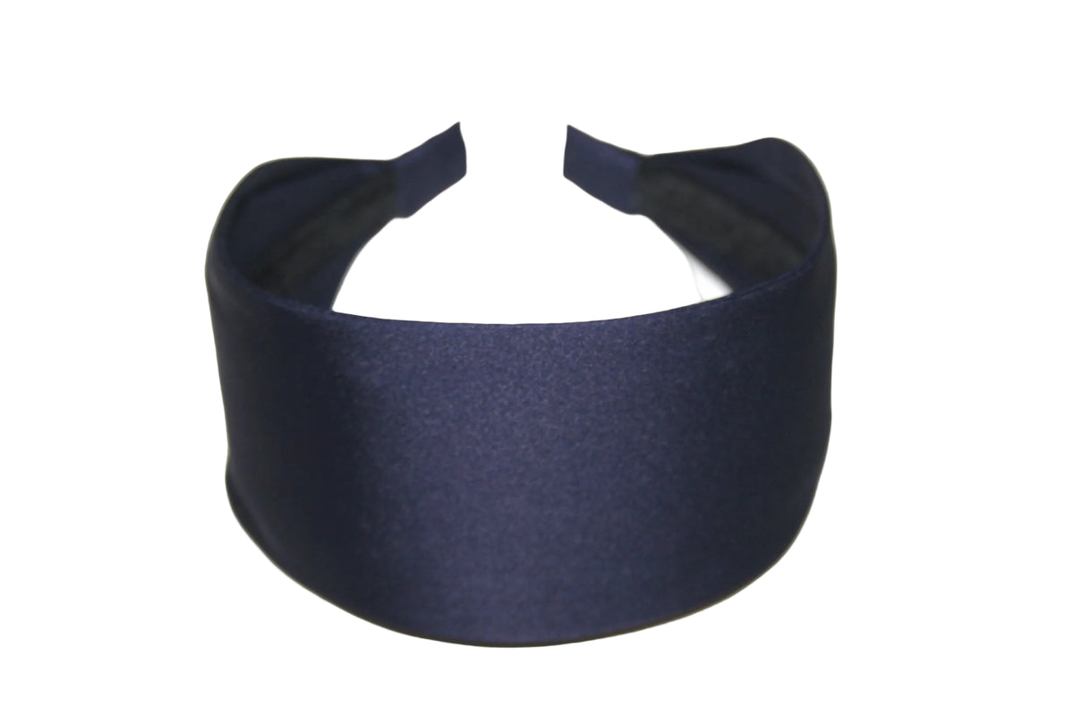 Dark Blue satin headband Wide plain head scarf