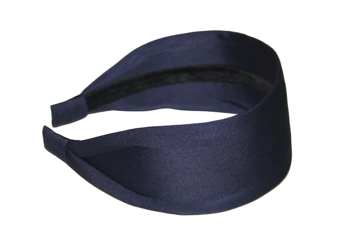 Dark Blue satin headband Wide plain head scarf