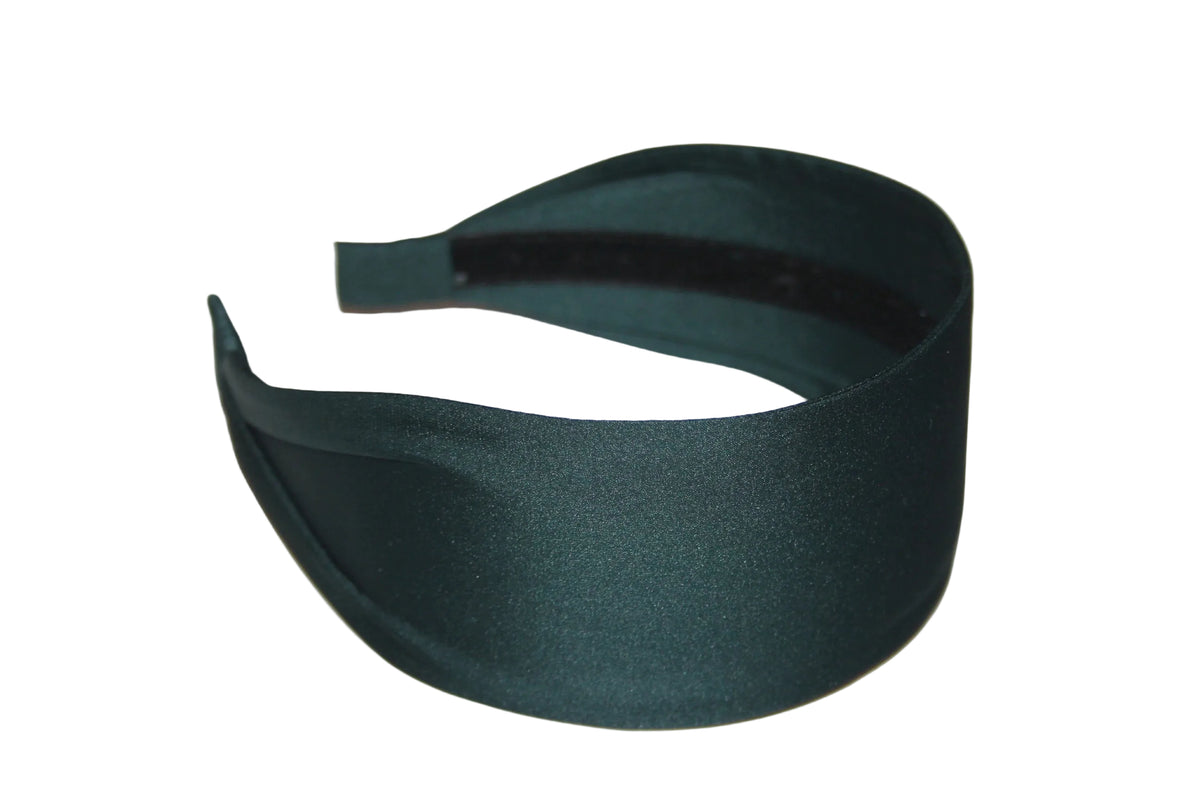 Dark Green satin headband, women wide head scarf