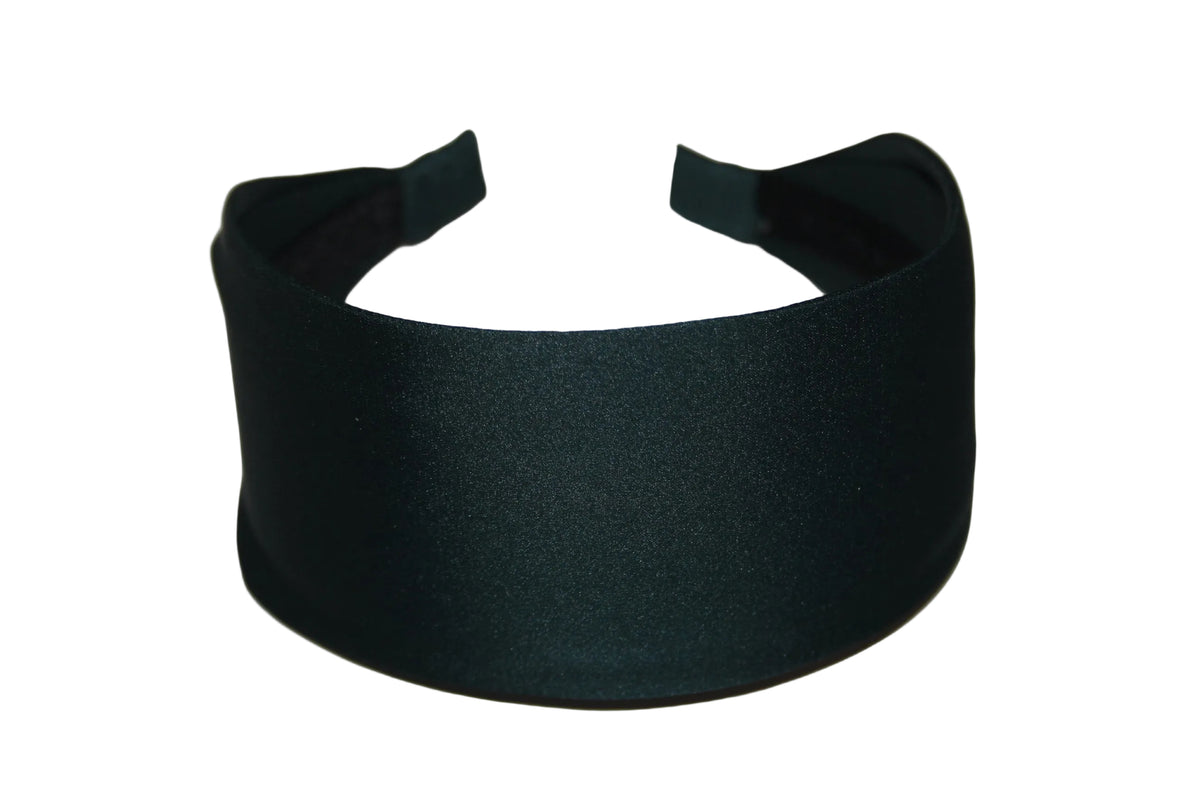 Dark Green satin headband, women wide head scarf