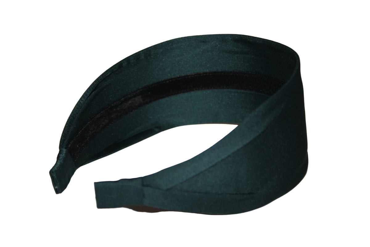 Dark Green satin headband, women wide head scarf
