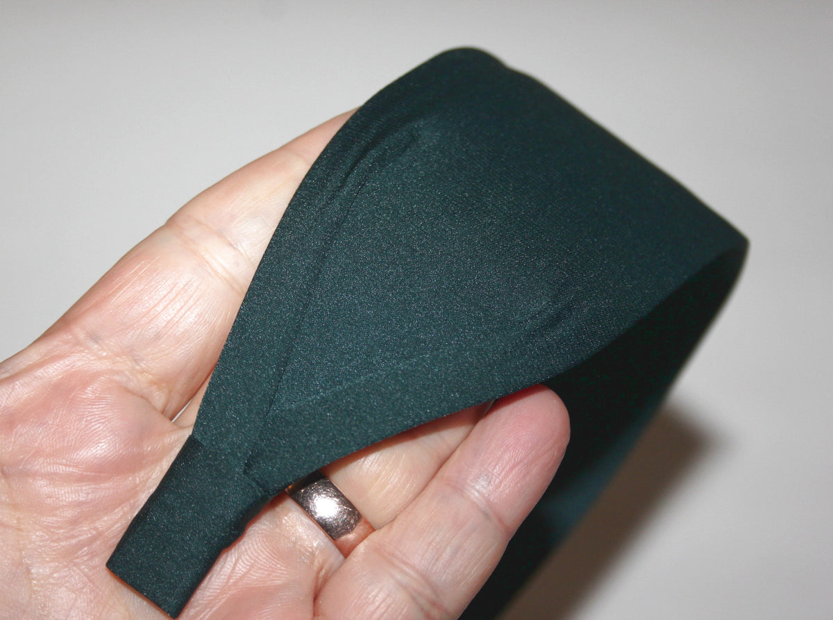 Dark Green satin headband, women wide head scarf