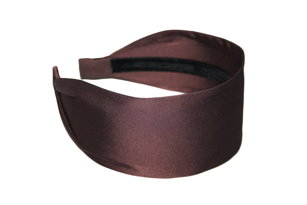 Brown satin headband, head scarf for women