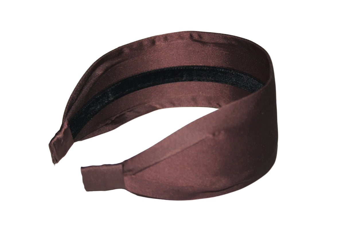Brown satin headband, head scarf for women