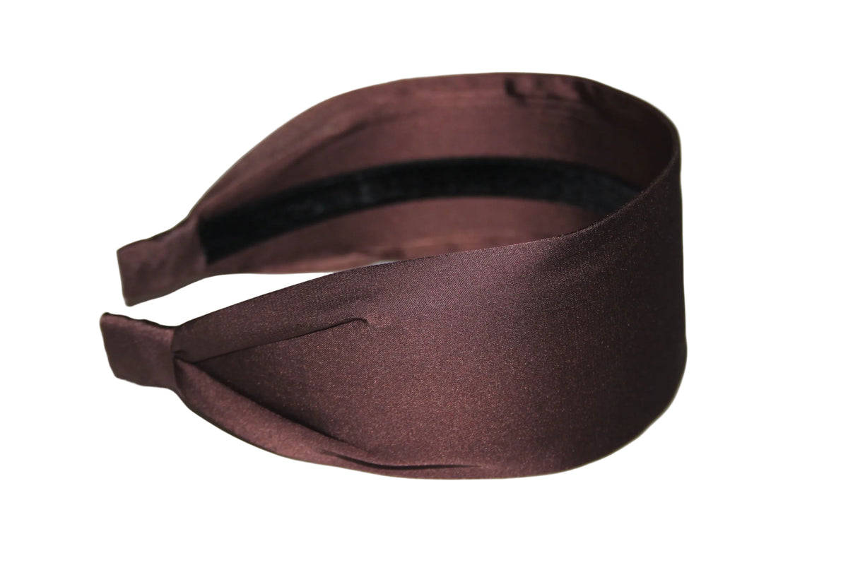 Brown satin headband, head scarf for women