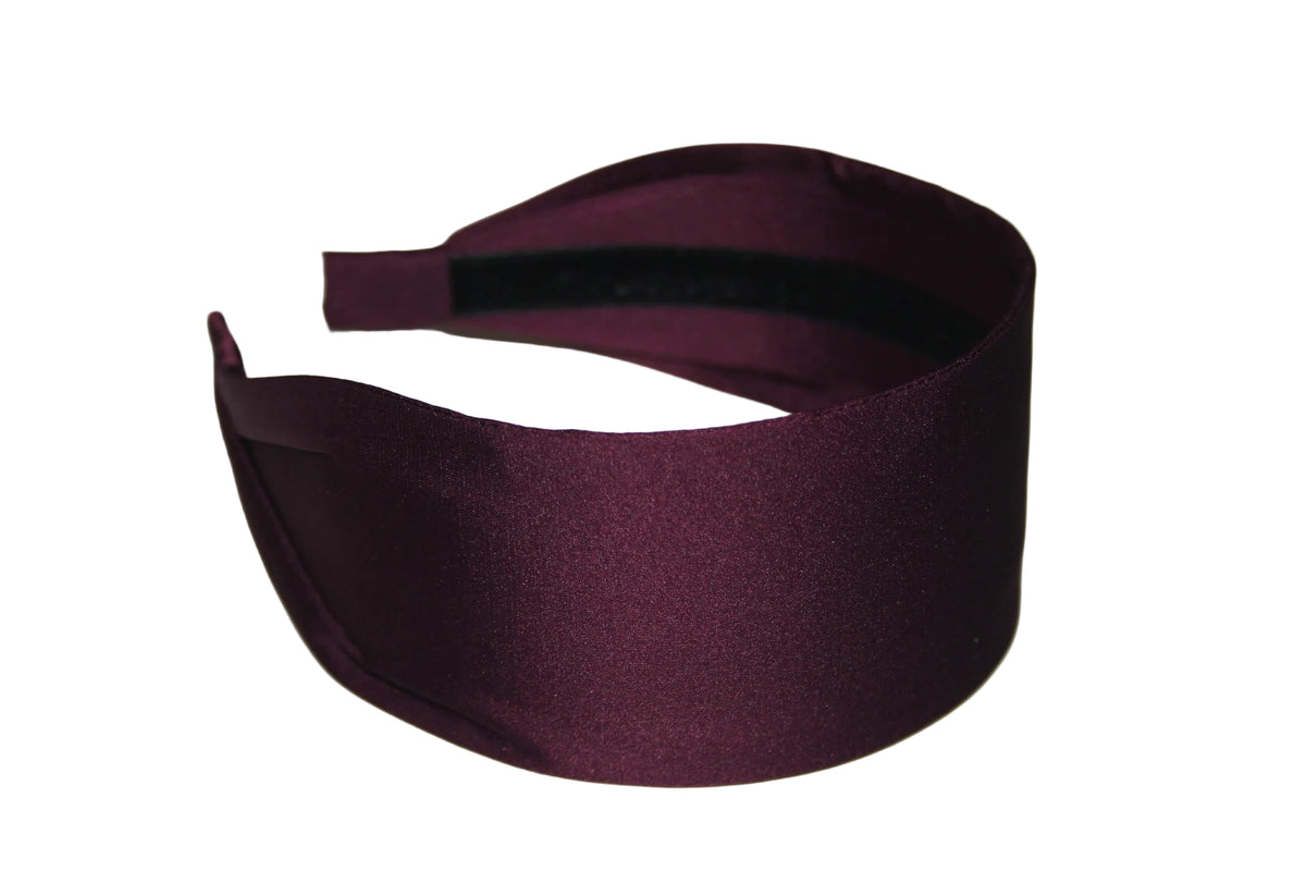 Dark Maroon flat satin headband Wide plain head scarf