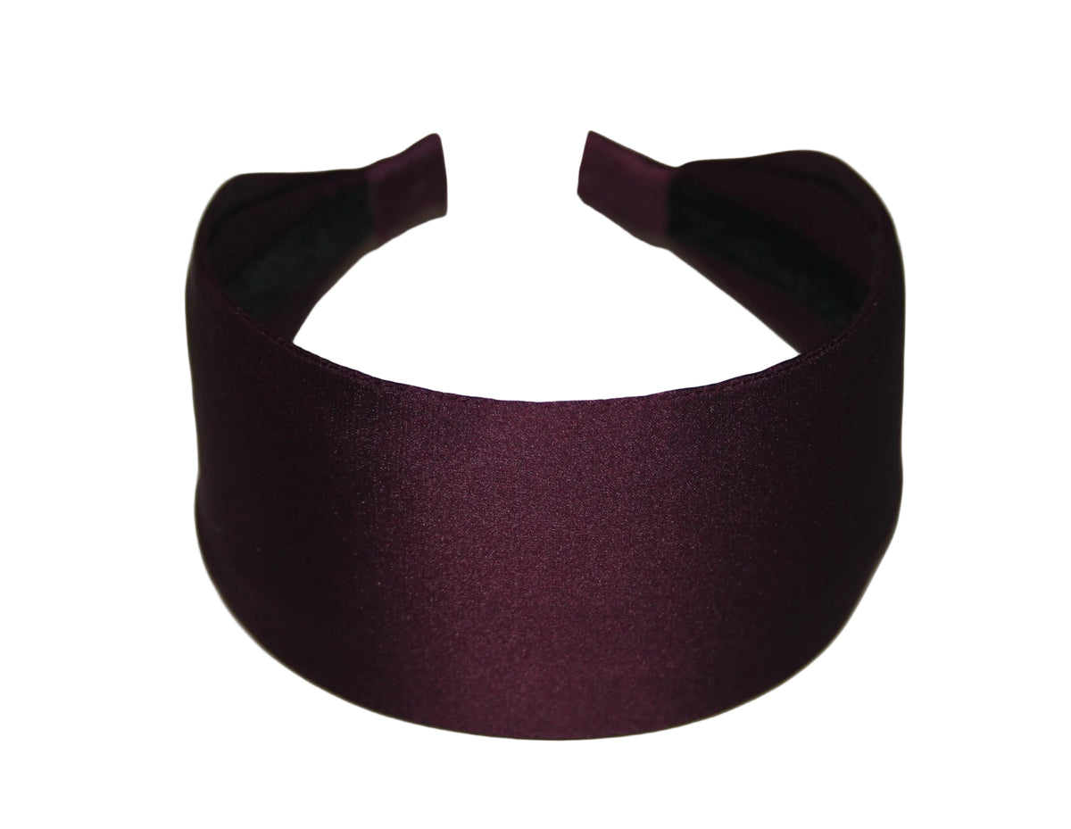 Dark Maroon flat satin headband Wide plain head scarf