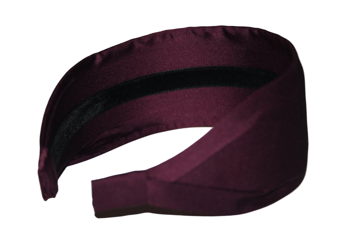 Dark Maroon flat satin headband Wide plain head scarf