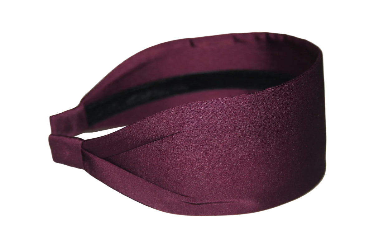 Dark Maroon flat satin headband Wide plain head scarf