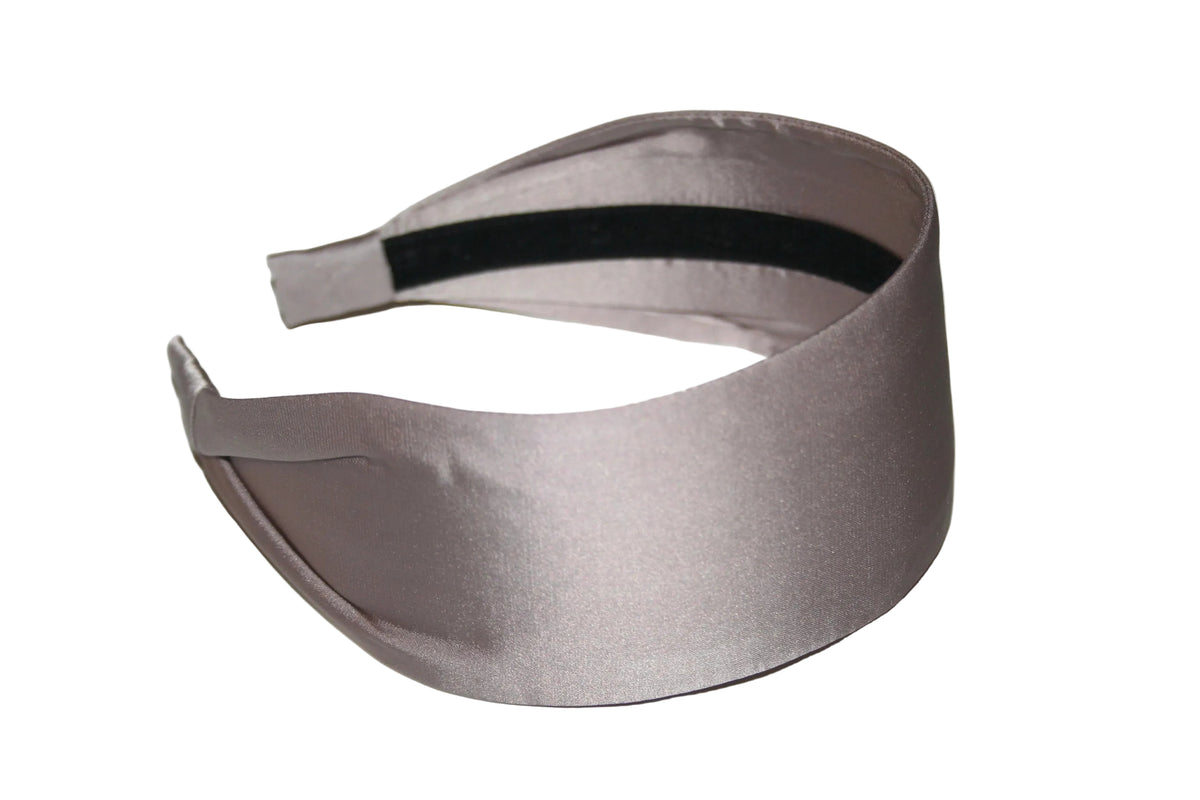 Ecru satin headband, wide flat hairband scarf