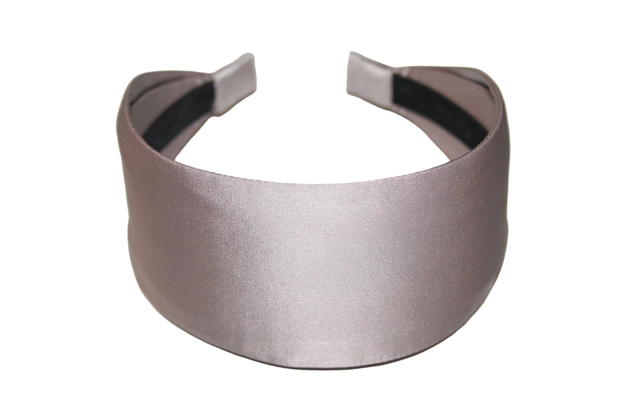 Ecru satin headband, wide flat hairband scarf