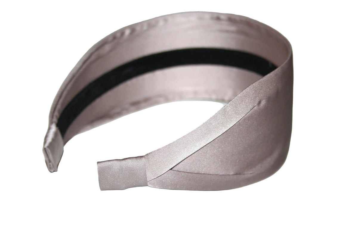 Ecru satin headband, wide flat hairband scarf
