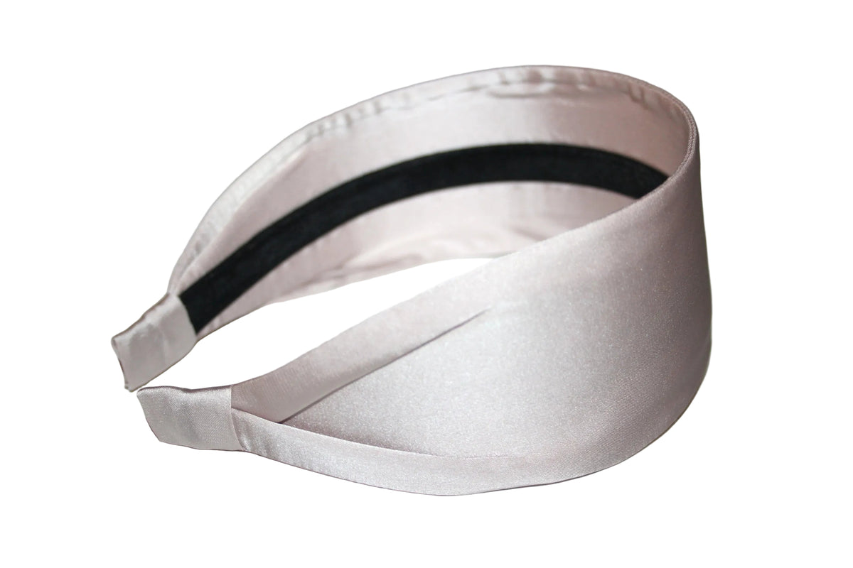 Beige satin headband, silky wide head scarf