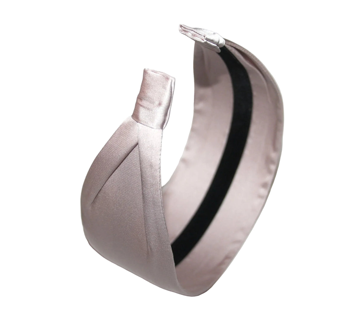 Beige satin headband, silky wide head scarf