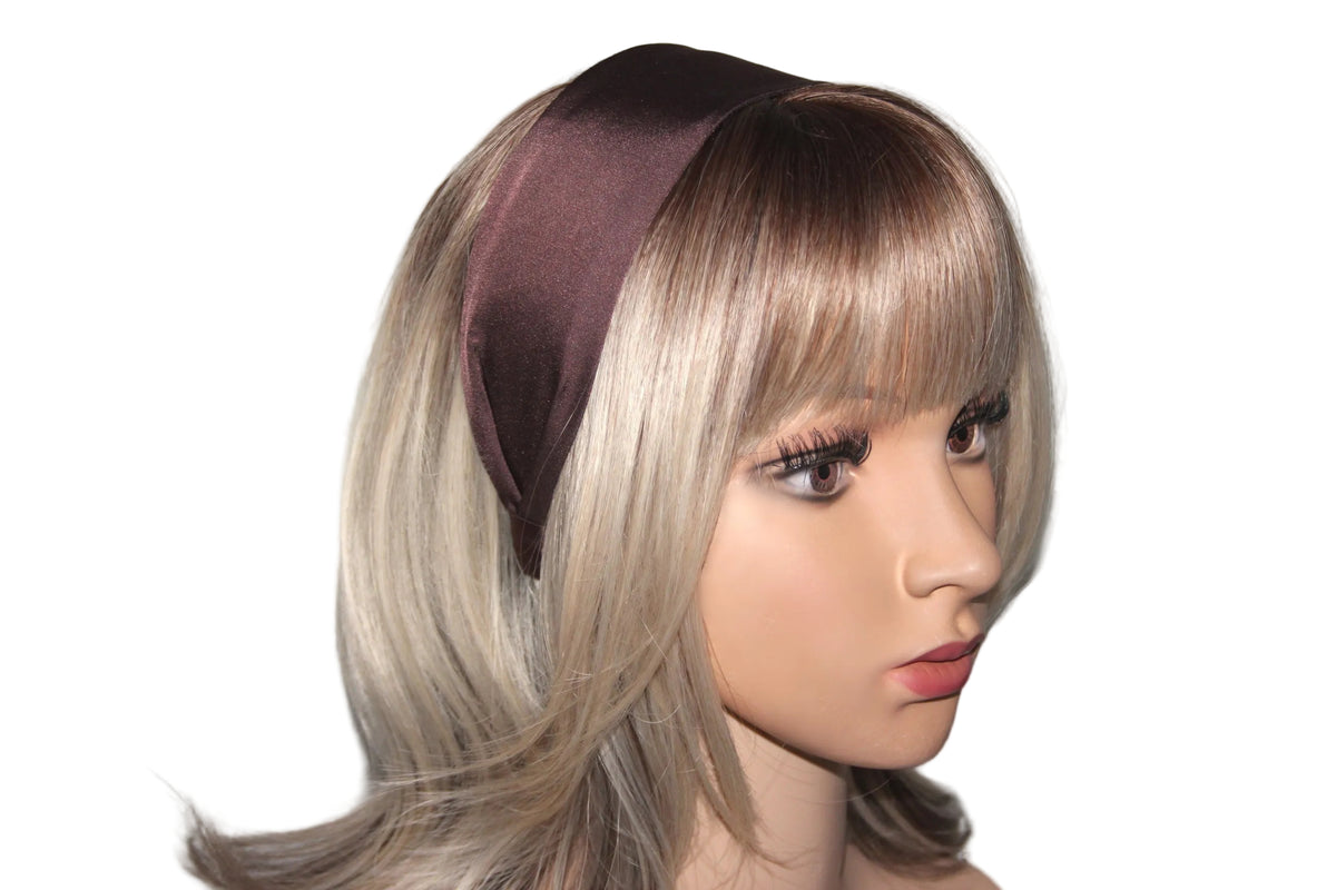 Brown satin headband, head scarf for women